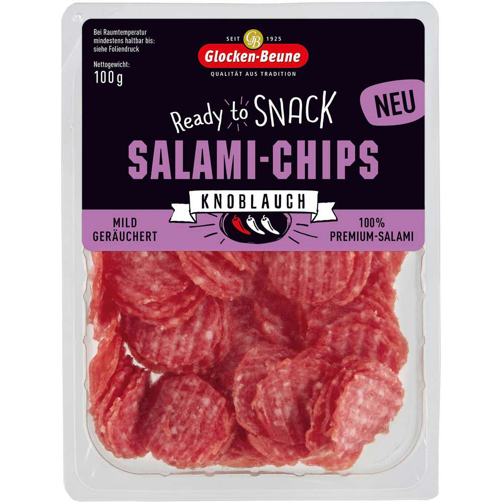 Produktabbildung Glocken-Beune Salami-Chips, Knoblauch