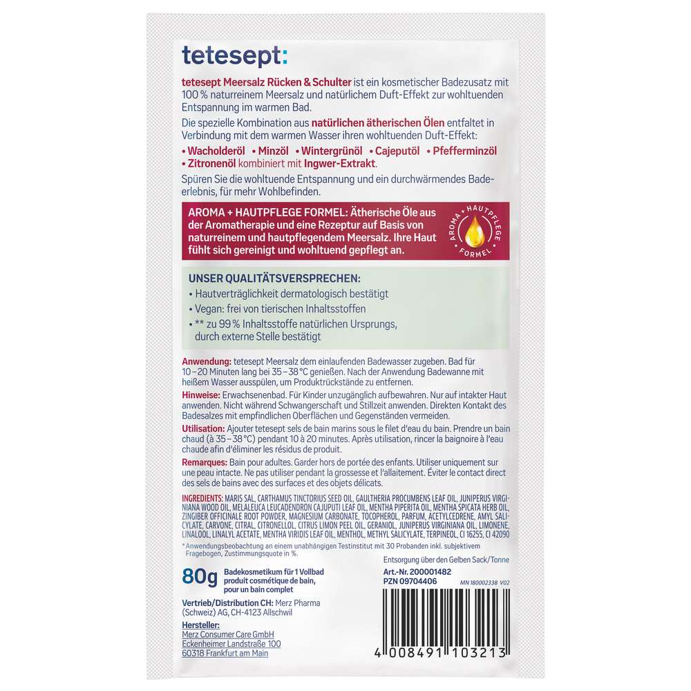 Produktabbildung tetesept Gesundheitsbad, Meeressalz, Rücken & Schulter