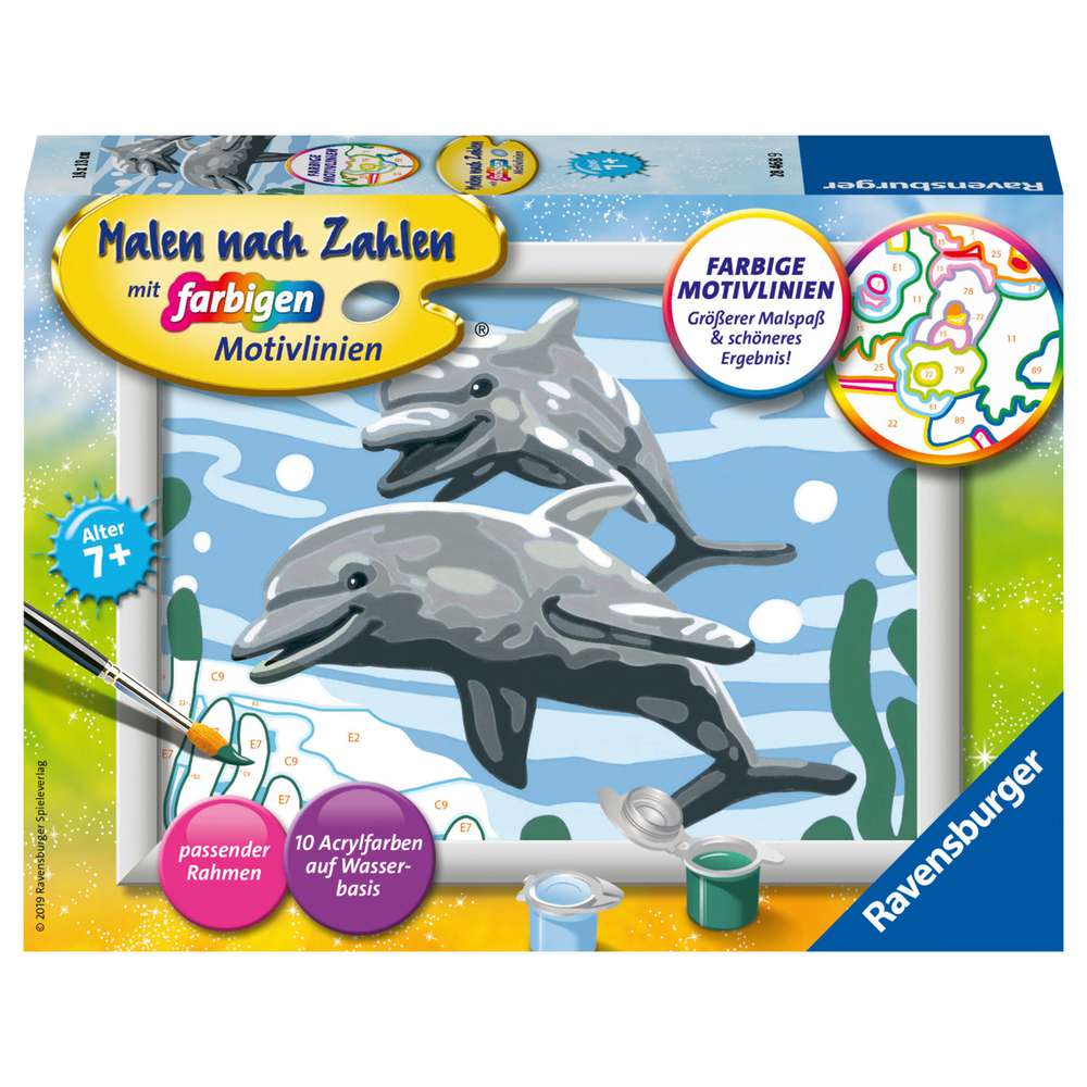 Produktabbildung Ravensburger Malen nach Zahlen Creart, Freundliche Delfine