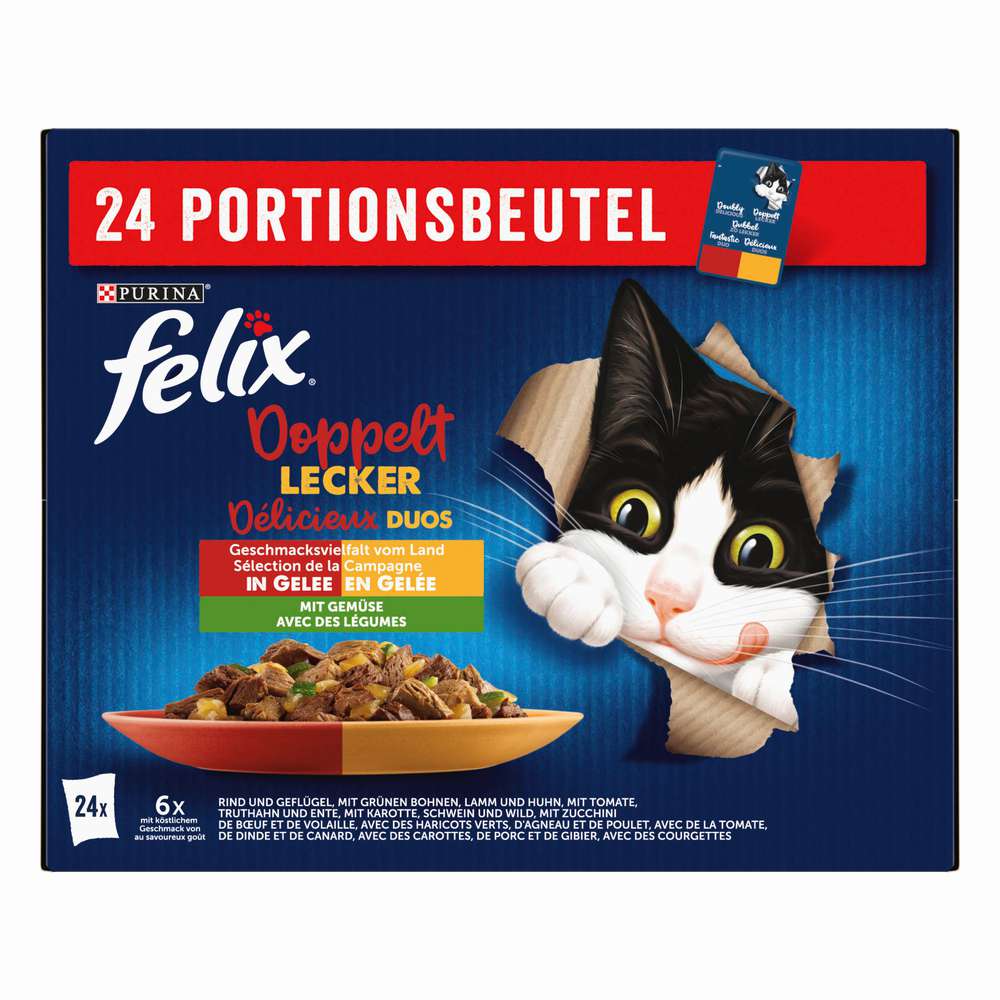 Produktabbildung Felix Katzen-Nassfutter, Doppelt Lecker, Gemüse + Geschmacksvielfalt