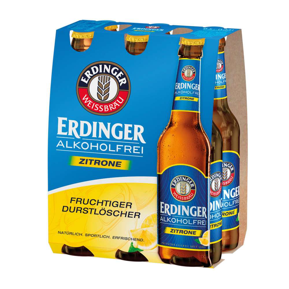Produktabbildung Erdinger Weißbier, alkoholfrei, Zitrone (6x 0,330 Liter)