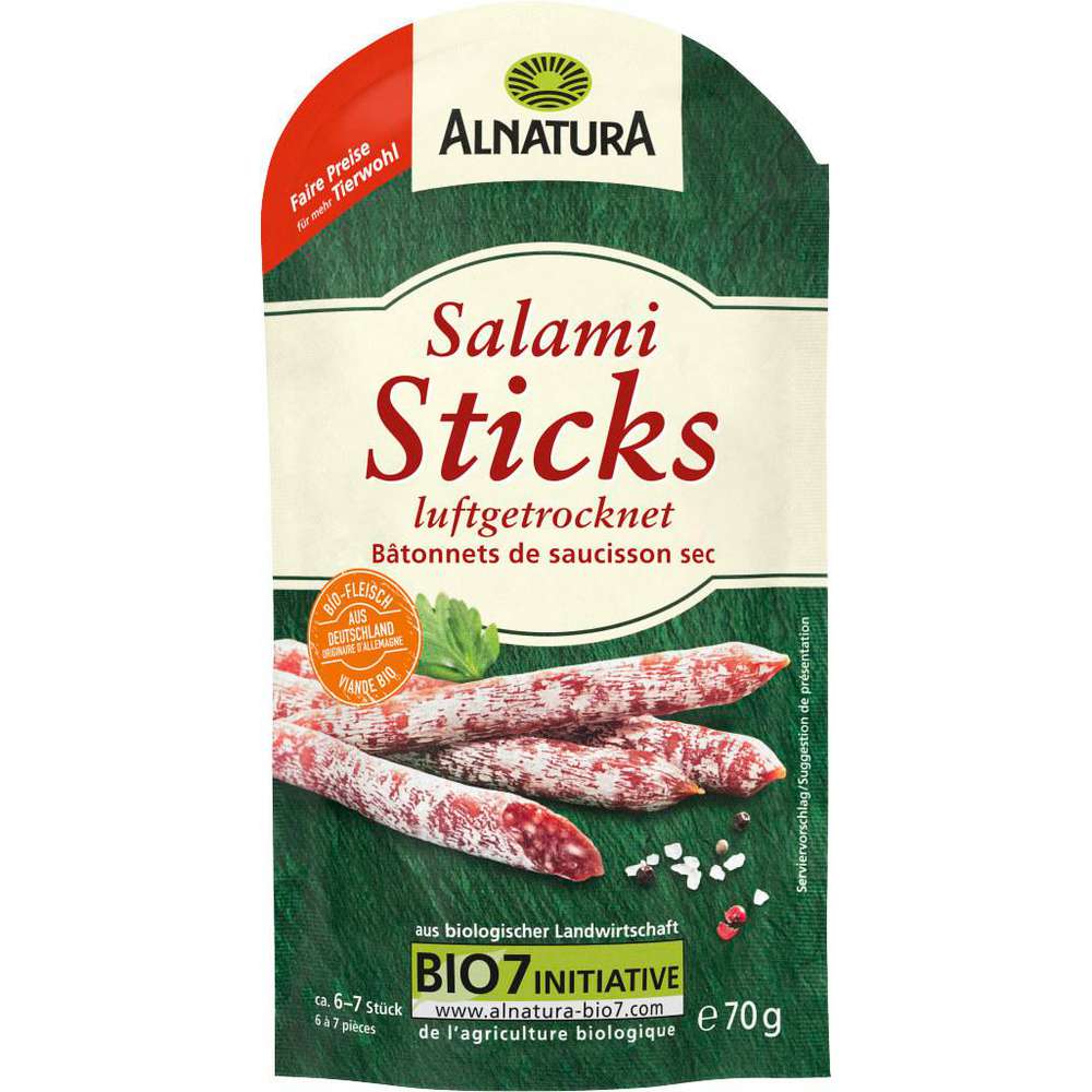 Produktabbildung Alnatura Bio Salami Sticks, luftgetrocknet