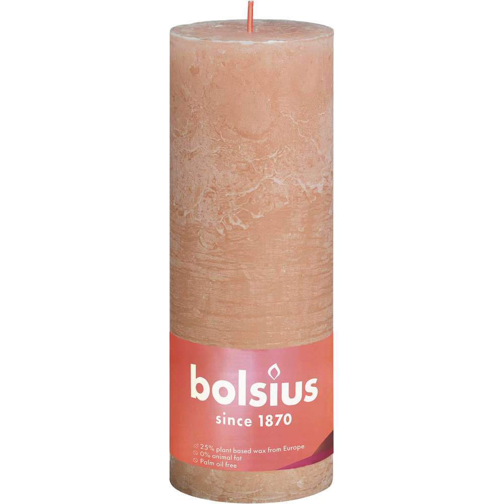 Produktabbildung Bolsius Rustik Kerze 19x6,8cm, nebliges rosa