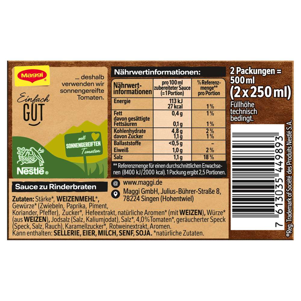 Produktabbildung Maggi Delikatess-Sauce, Rinderbraten