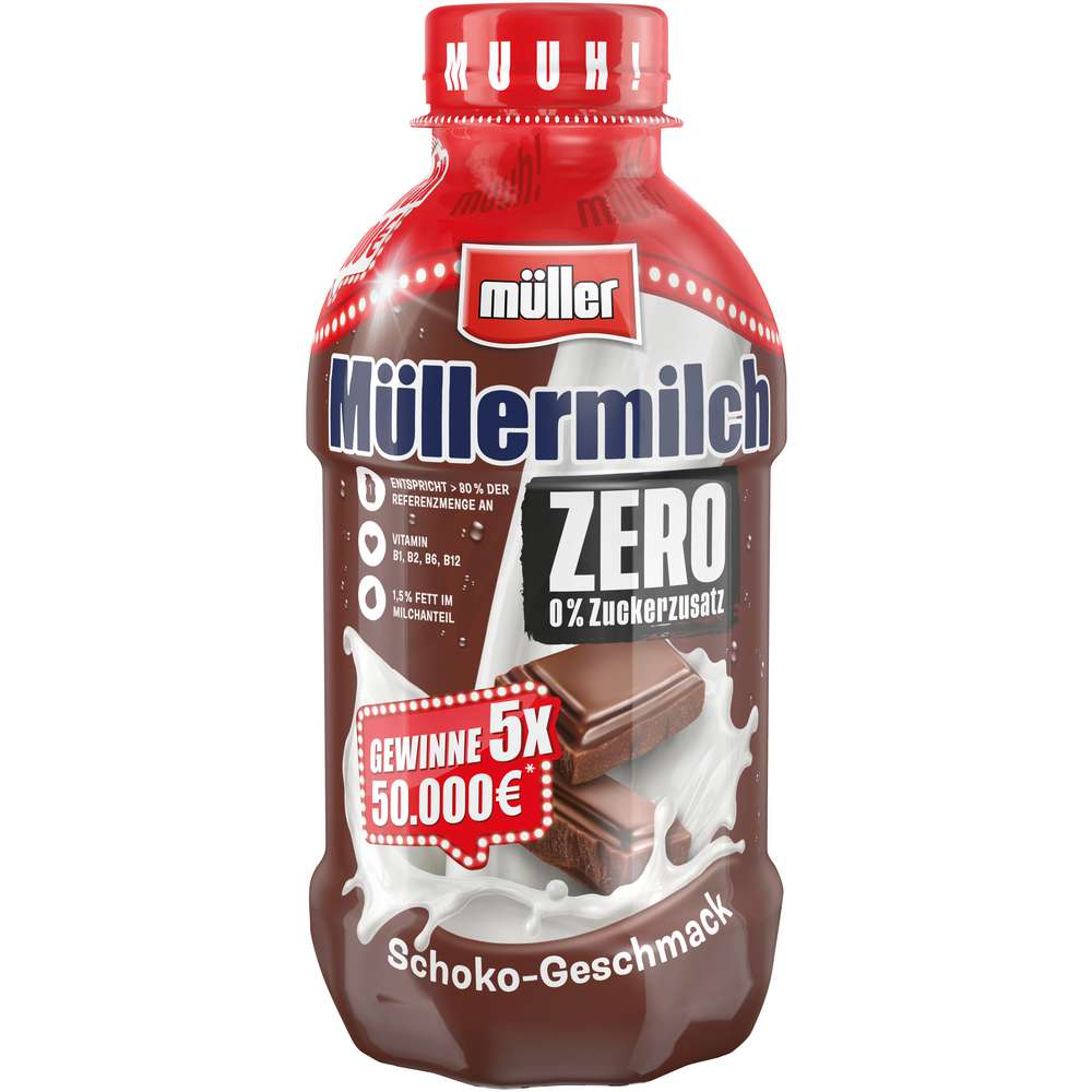 Produktabbildung Müller Müllermilch Schoko-Geschmack, 0% Zuckerzusatz