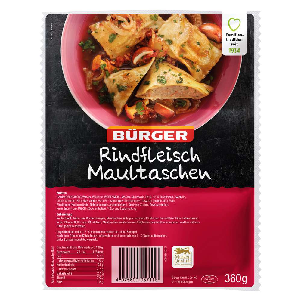 Produktabbildung Bürger Rindfleisch-Maultaschen