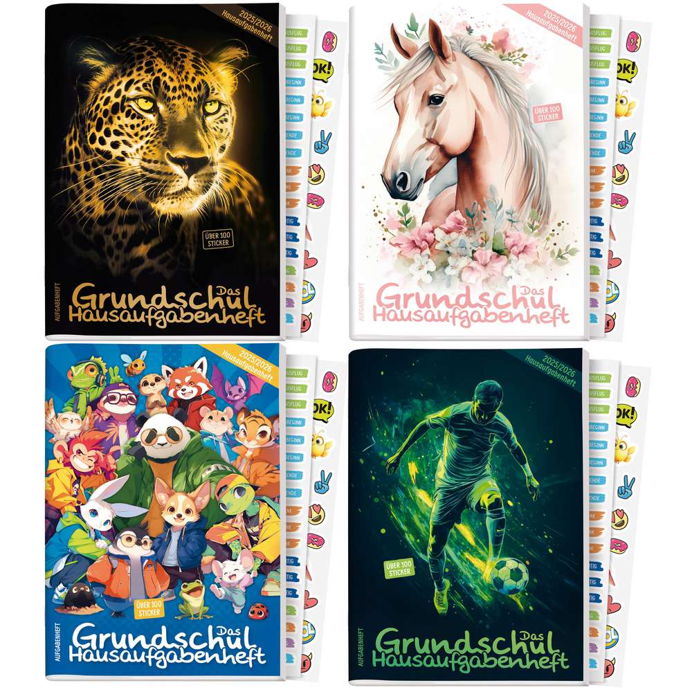 Produktabbildung Haefft Hausaufgabenheft 25/26, verschiedene Motive, sortiert
