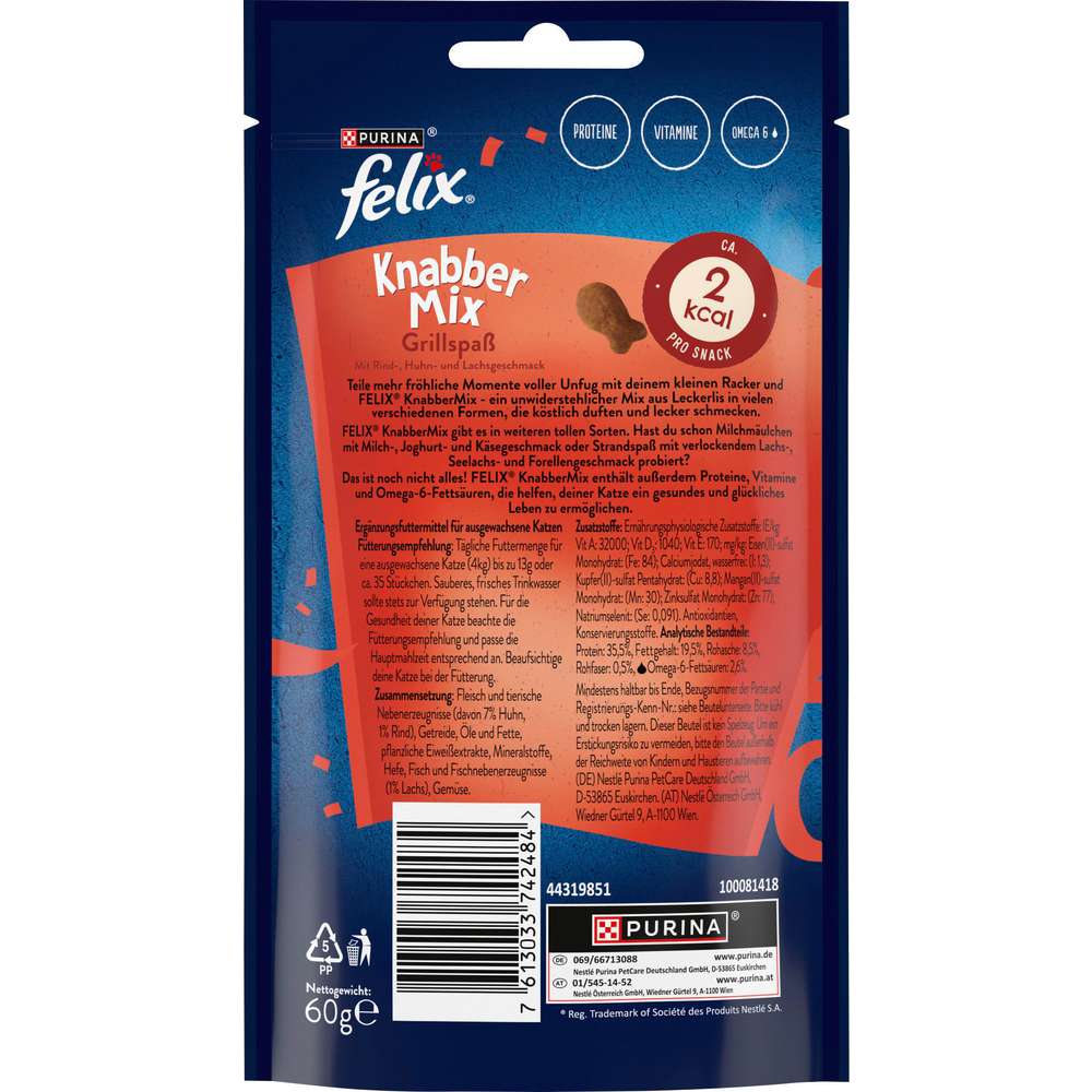 Produktabbildung Felix Katzen-Snack Knabbermix, Grillspaß