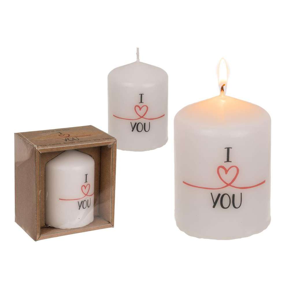 Produktabbildung Out of the blue Stumpenkerze I love you