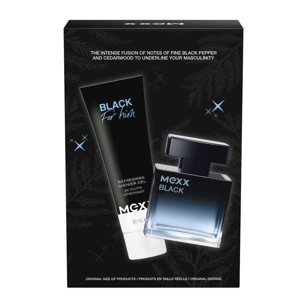 Produktabbildung Mexx Geschenk-Set Black for Him, Eau de Toilette/Shower Gel