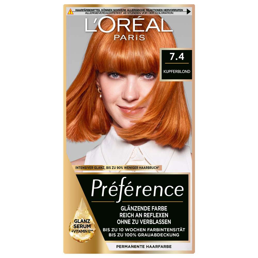 Produktabbildung L'Oréal Paris Haarfarbe Preference, 7.4 Kupferblond