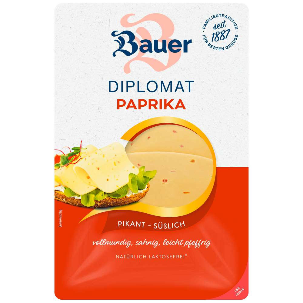 Produktabbildung Bauer Käsescheiben, Diplomat-Paprika