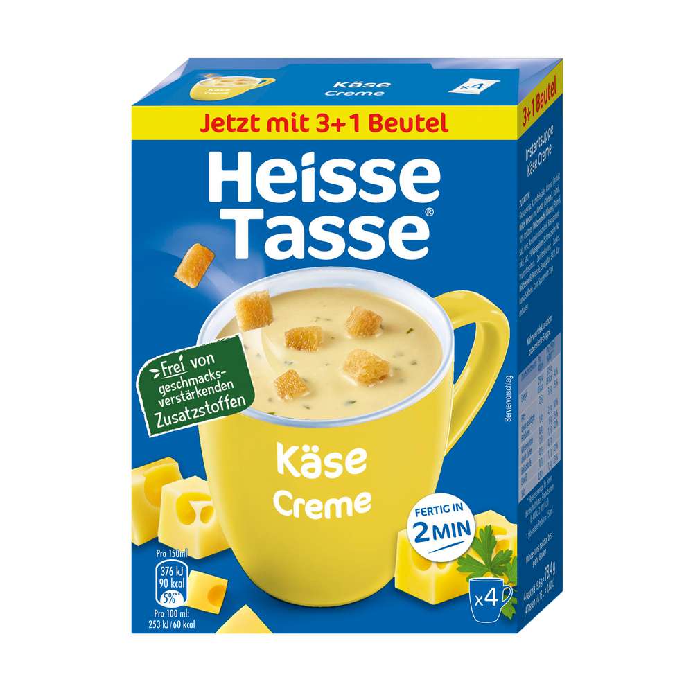 Produktabbildung Heisse Tasse Tassensuppe Käse-Creme, 4er