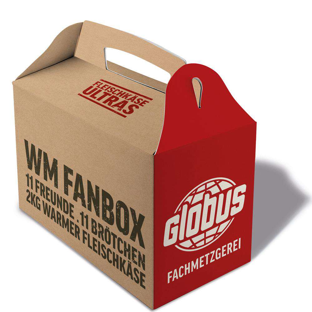 Produktabbildung GLOBUS Fachmetzgerei GLOBUS WM-Fanbox Fleischkäse/Leberkäse + 11 Brötchen