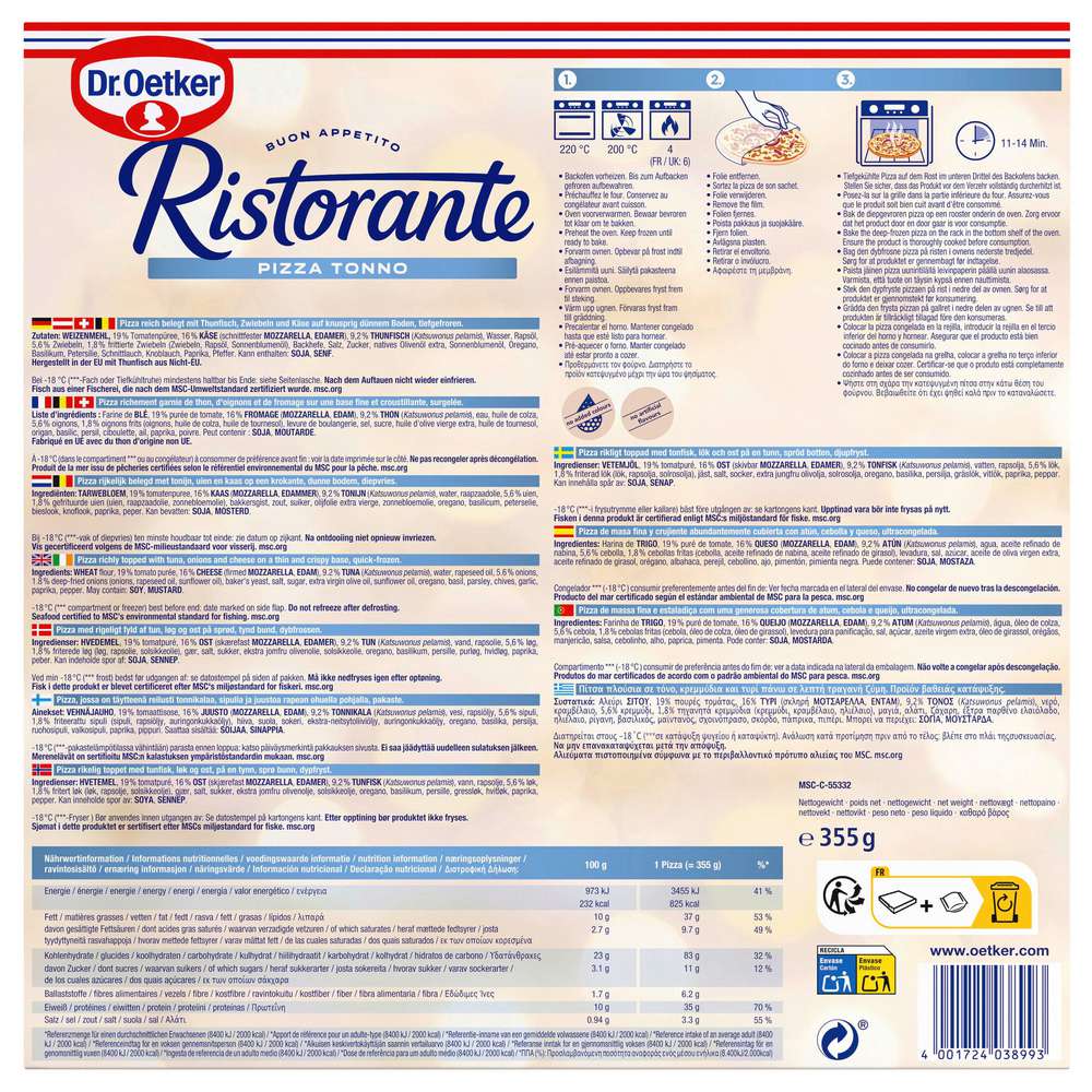 Produktabbildung Dr. Oetker Pizza Ristorante, Thunfisch
