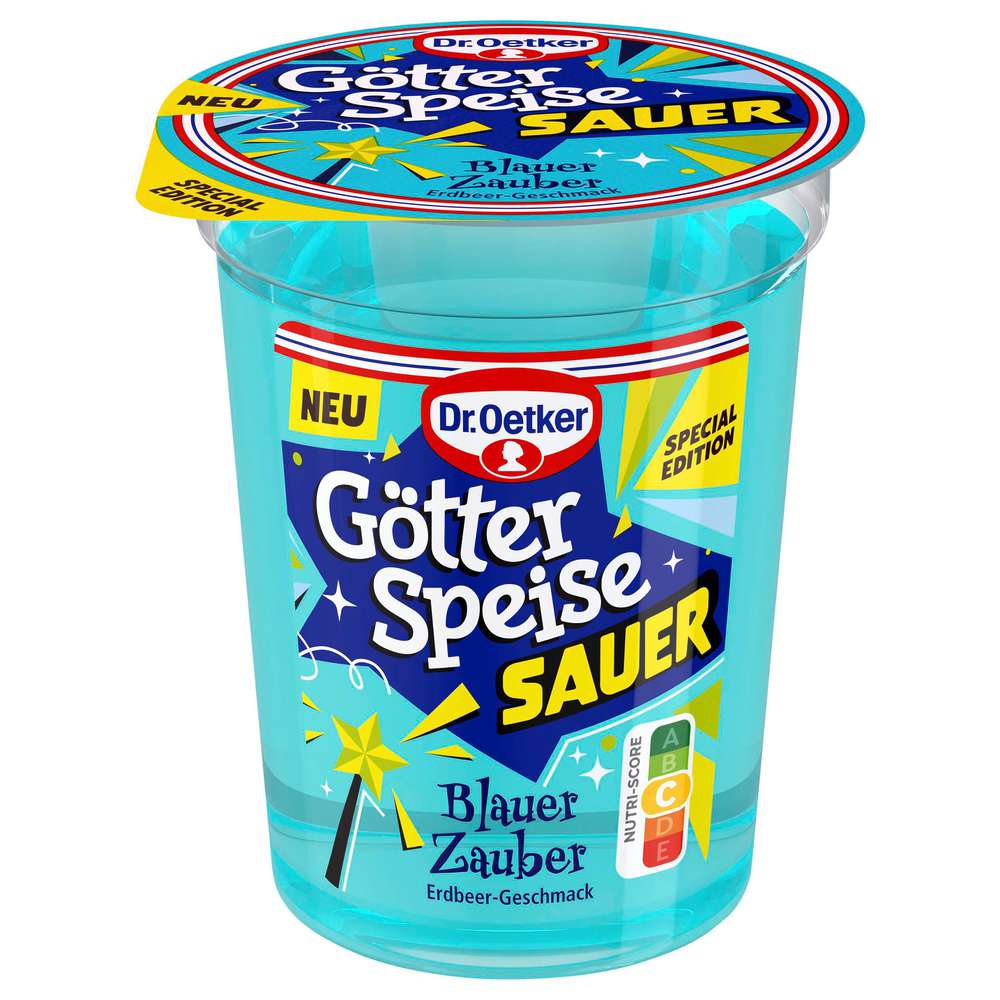 Produktabbildung Dr. Oetker Götterspeise Sauer, Blauer Zauber, Erdbeer-Geschmack