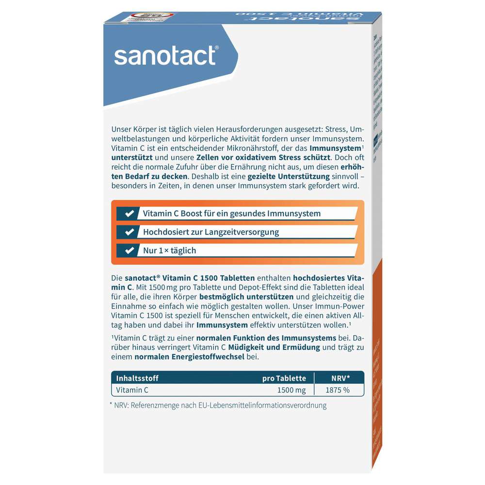 Produktabbildung sanotact Vitamin C 1500 Immun-Power, Tabletten