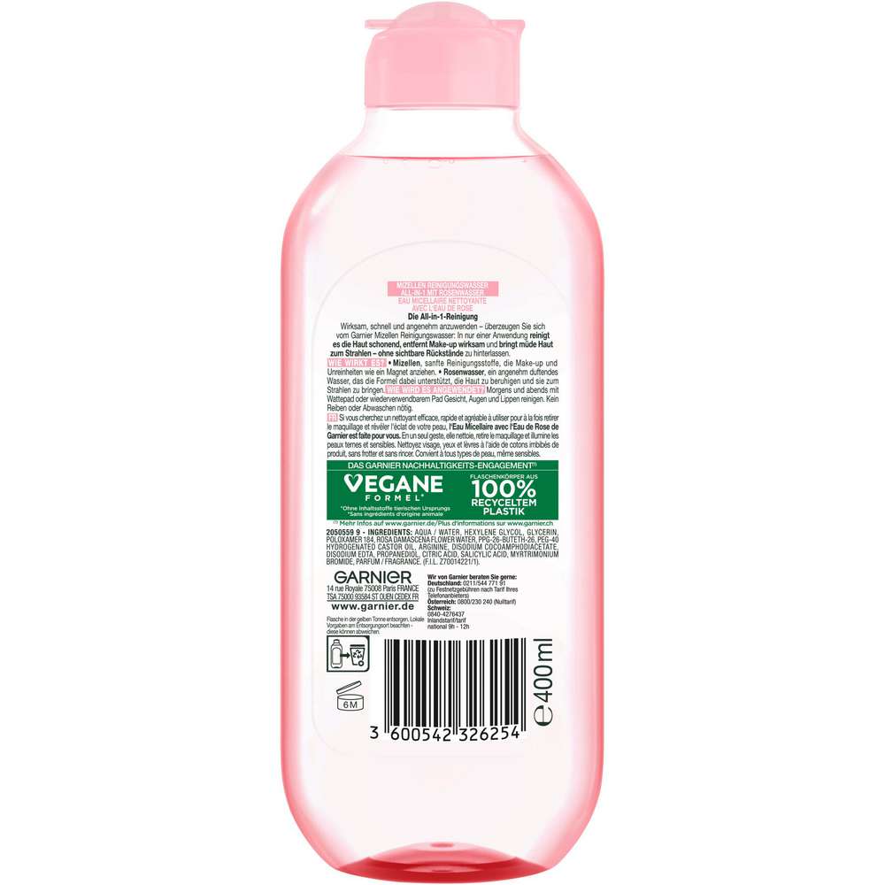 Produktabbildung Garnier Skin Active Mizellen Reinigungswasser, mit Rosenwasser