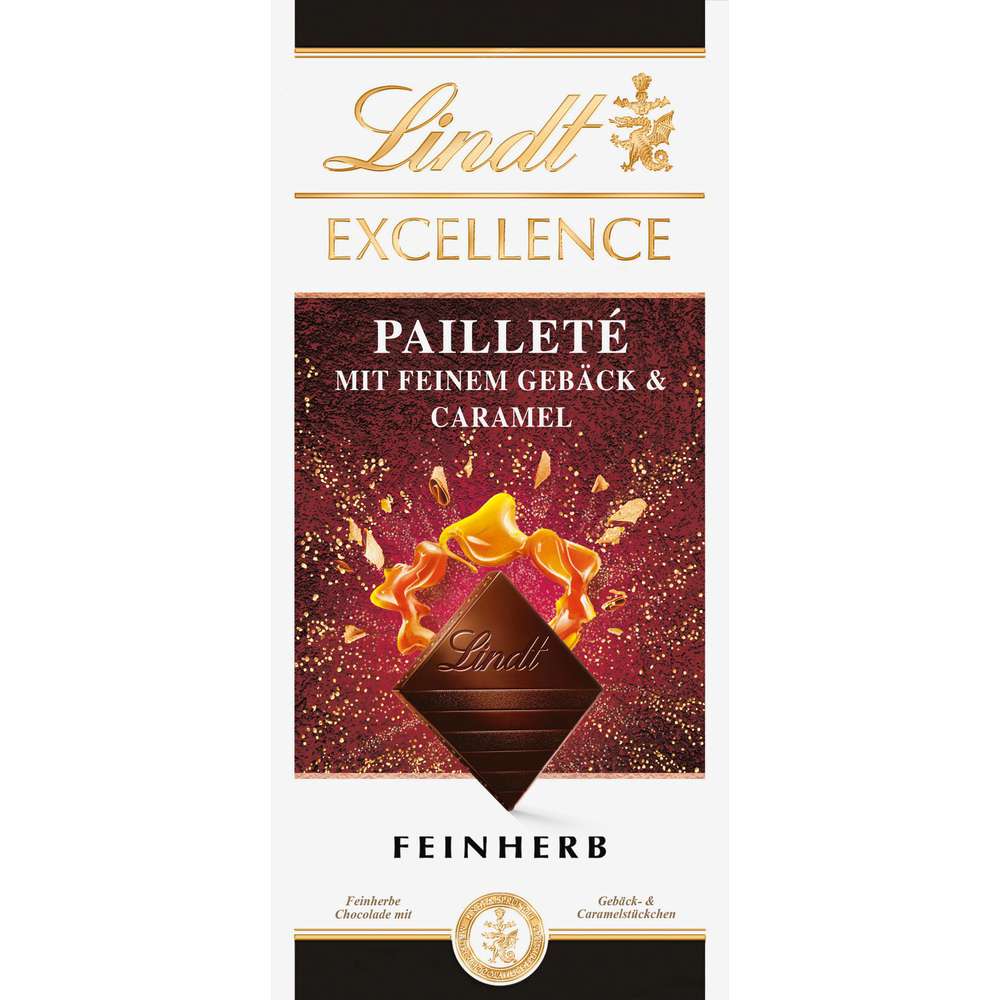 Produktabbildung Lindt Tafelschokolade Excellence Paillete, Gebäck & Caramel