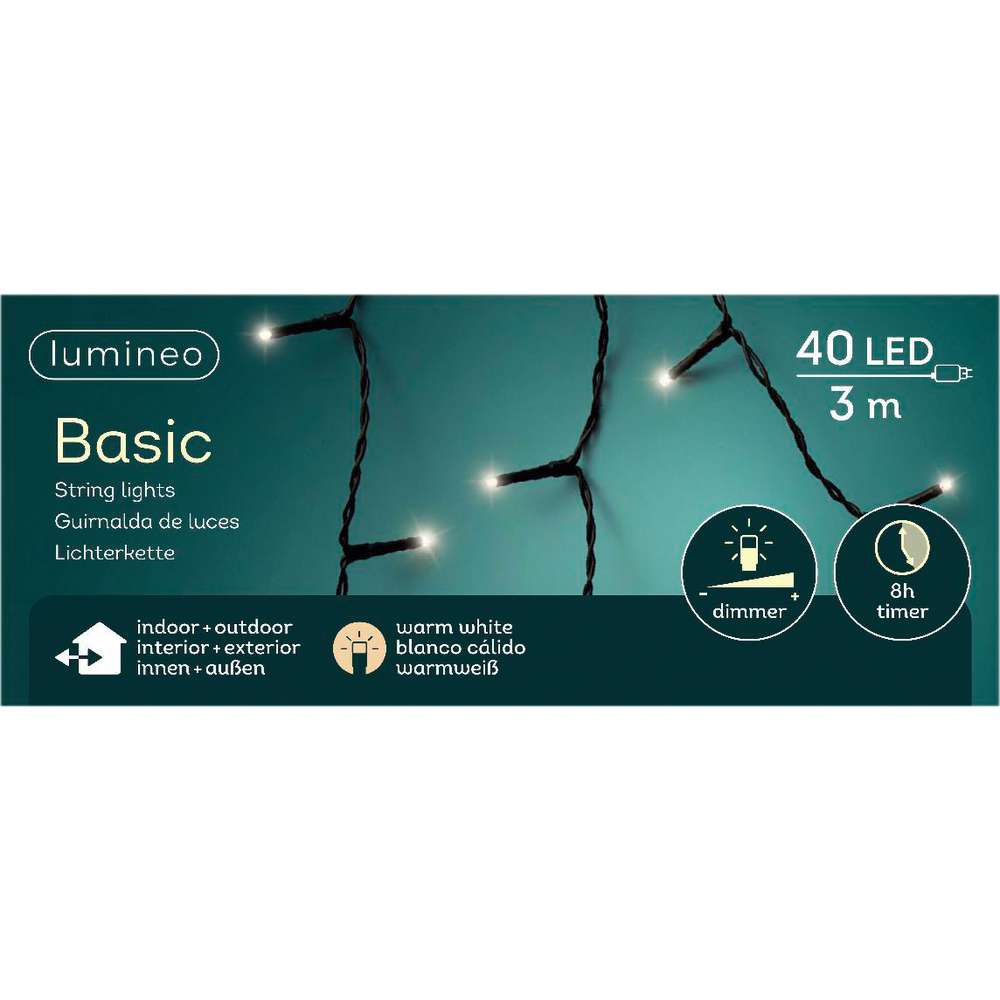 Produktabbildung Lumineo Lichterkette Basic 40 LED, 3 m