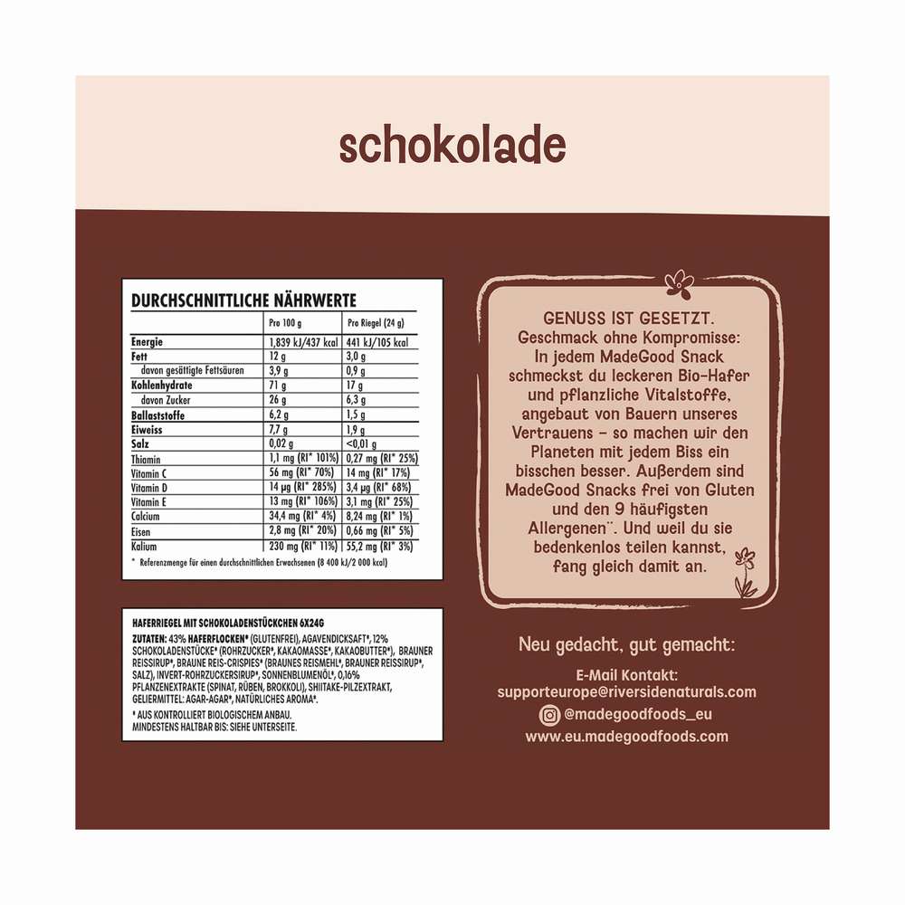 Produktabbildung Made Good Bio Müsliriegel, Granola Choc-Chip