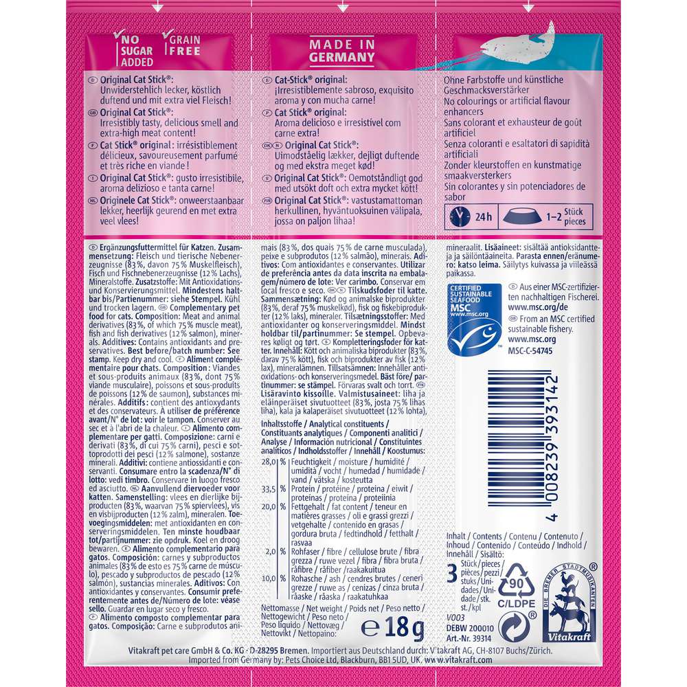 Produktabbildung Vitakraft Katzen-Snack CatSticks, Lachs