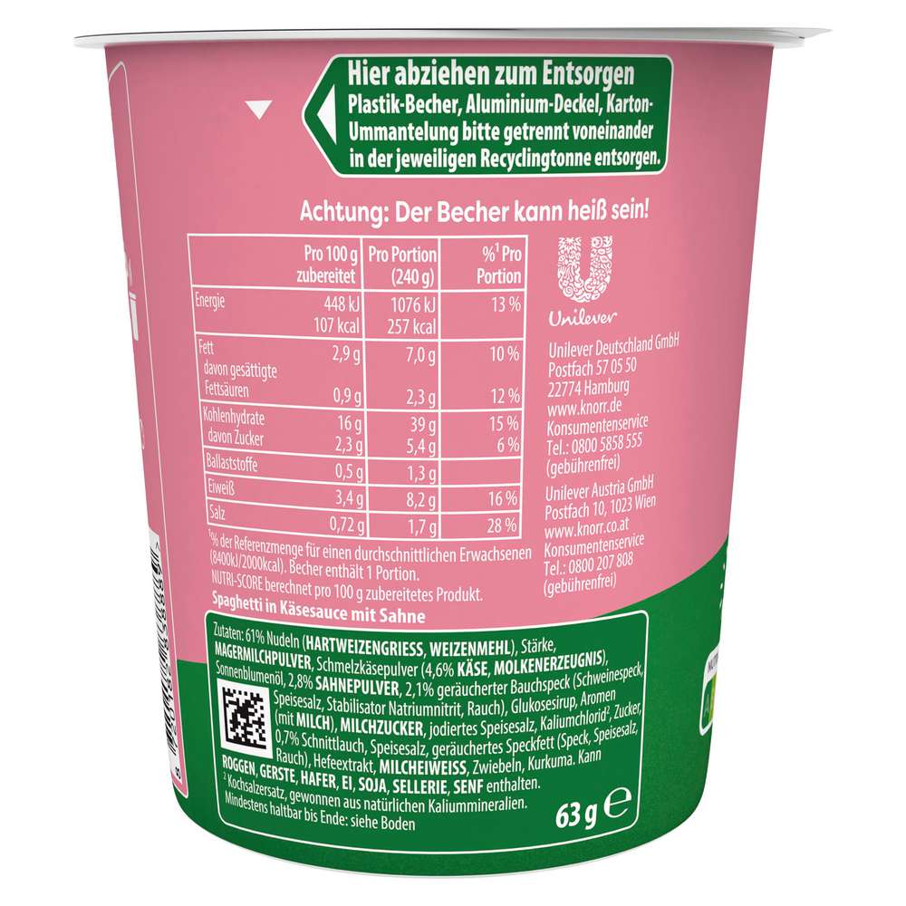 Produktabbildung Knorr Pasta Snack, Käse-Sahne