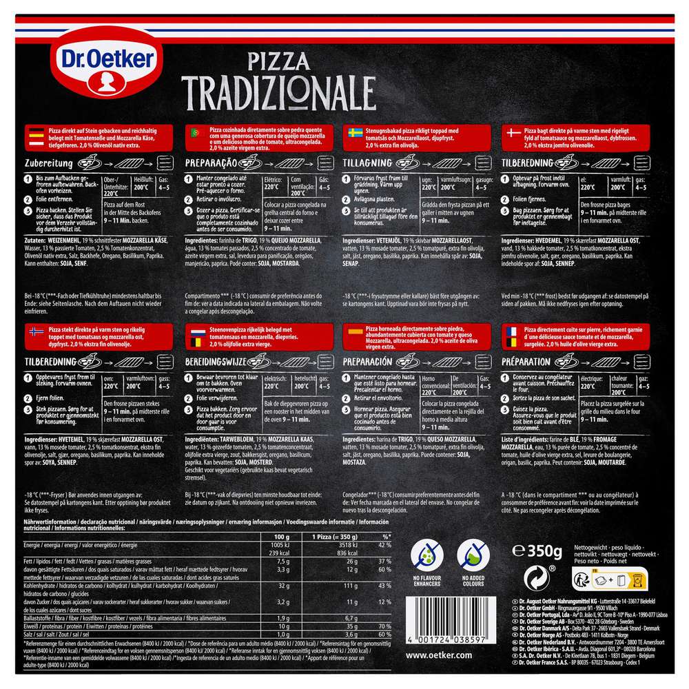Produktabbildung Dr. Oetker Pizza Tradizionale, Margherita, tiefgekühlt