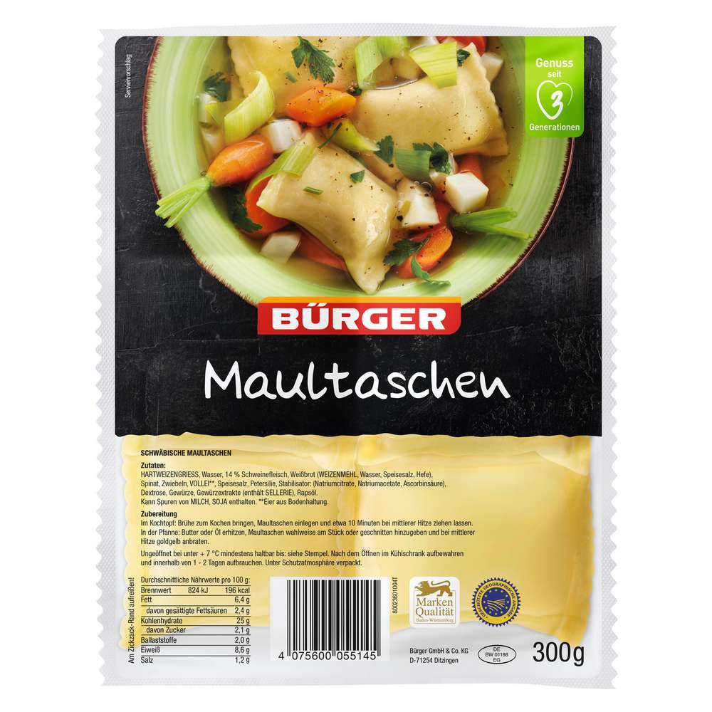 Produktabbildung Bürger Maultaschen, original