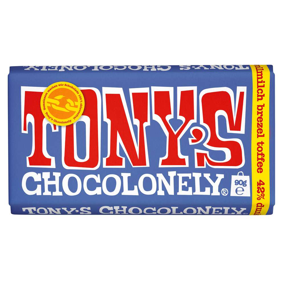 Produktabbildung Tony's Tafelschokolade Dunkle Vollmilch Brezel Toff