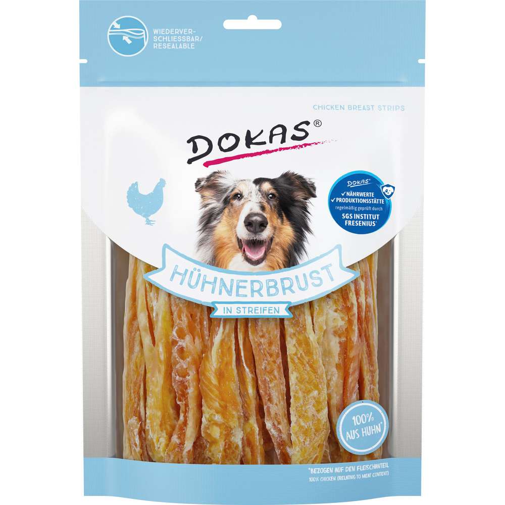 Produktabbildung Dokas Hunde Snack, Hühnerbruststreifen