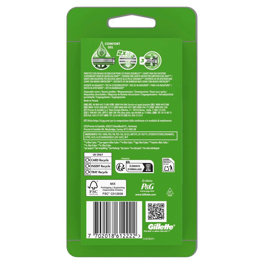 Produktabbildung Gillette Sensor 3 Rasierer, Sensitive