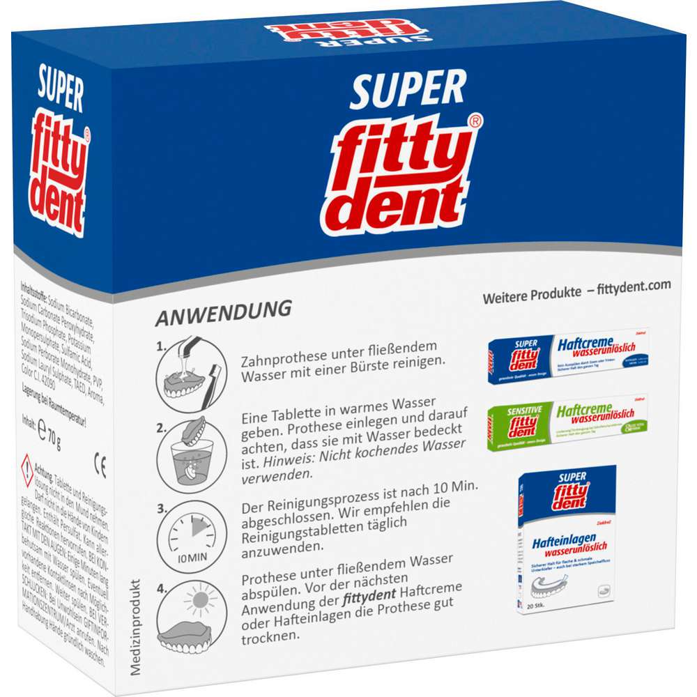 Produktabbildung Fittydent Zahnersatz-Reinigungstabs, super