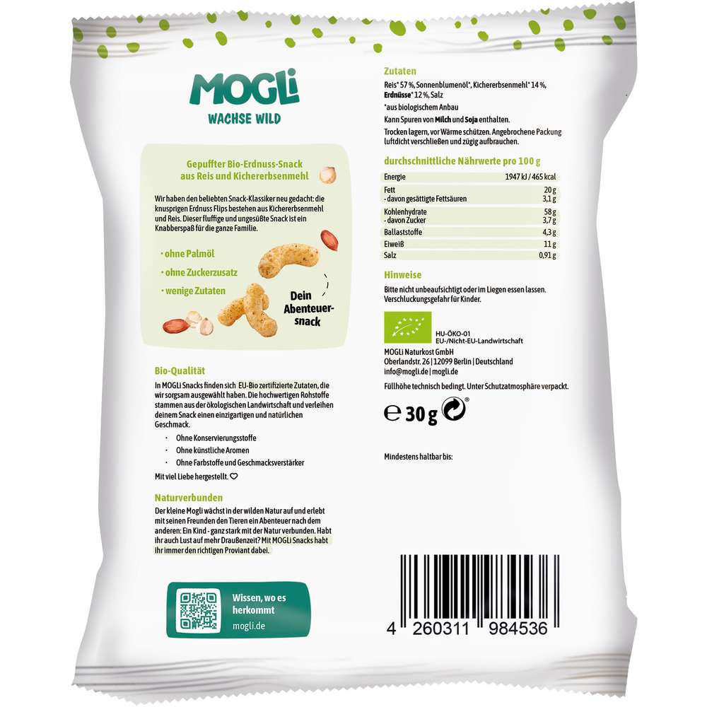 Produktabbildung MOGLi Erdnussflips mit Kichererbsen