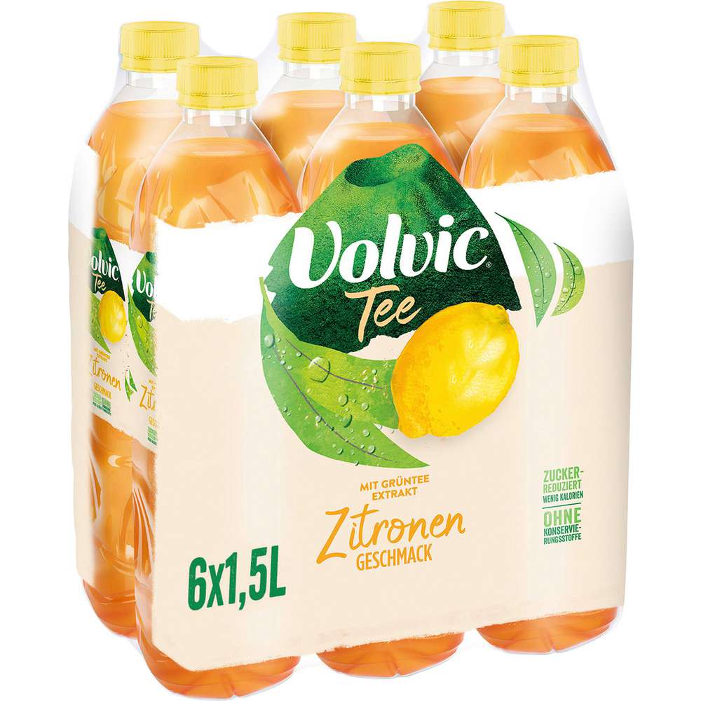 Produktabbildung Volvic Mineralwasser Tee, Grüner Tee-Extrakt-Zitrone (6x 1,500 Liter)