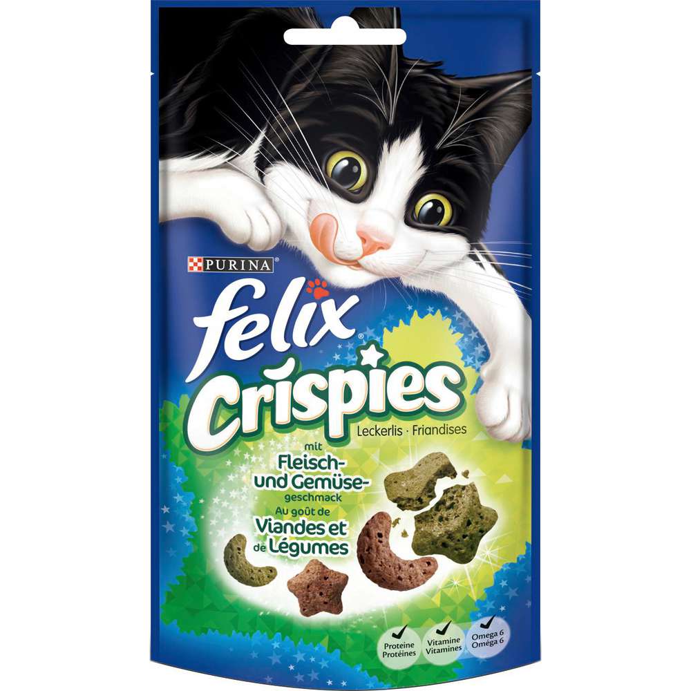 Produktabbildung Felix Crispies Katzensnack Fleisch und Gemüse