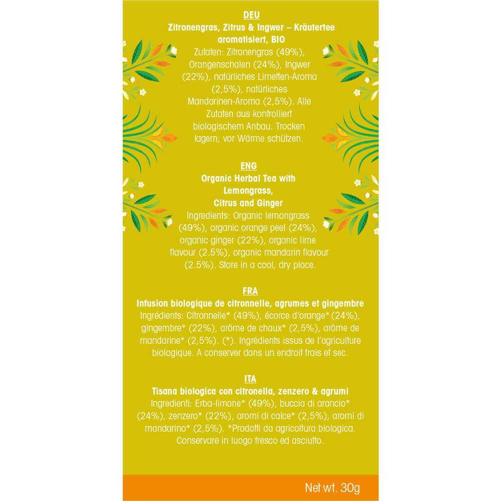 Produktabbildung English Tea Shop Bio Tee Organic, Zitronengras, Zitrus & Ingwer