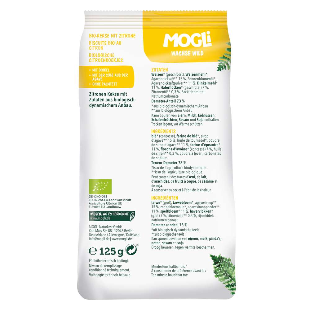 Produktabbildung Demeter Bio Dinkel-Hafer Kekse, Zitrone