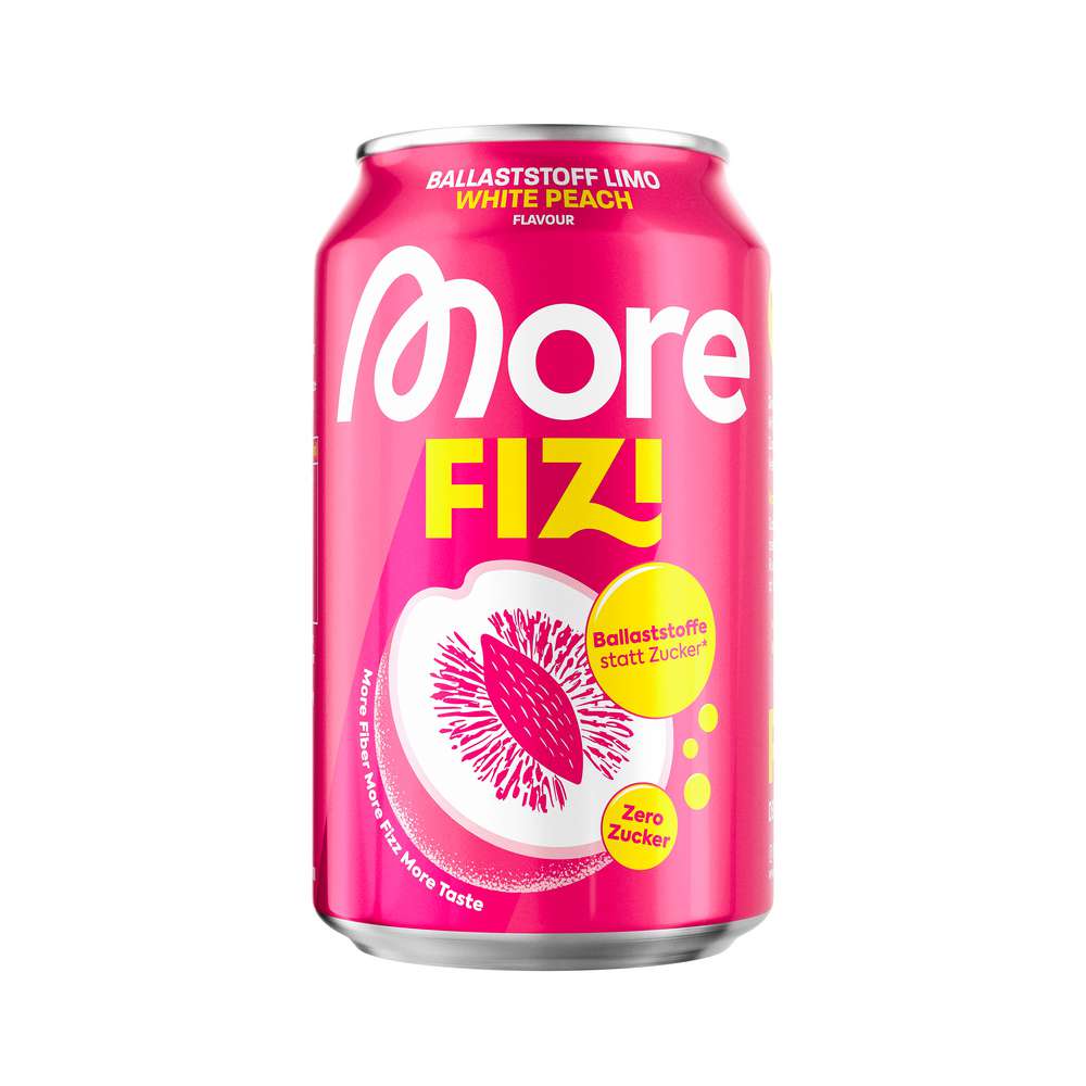 Produktabbildung More Fizi Ballaststoff Limo Zero Zucker, White Peach
