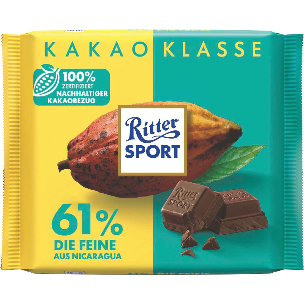 Produktabbildung Ritter Sport Tafelschokolade Kakao-Klasse, 61% Die Feine aus Nicaragua