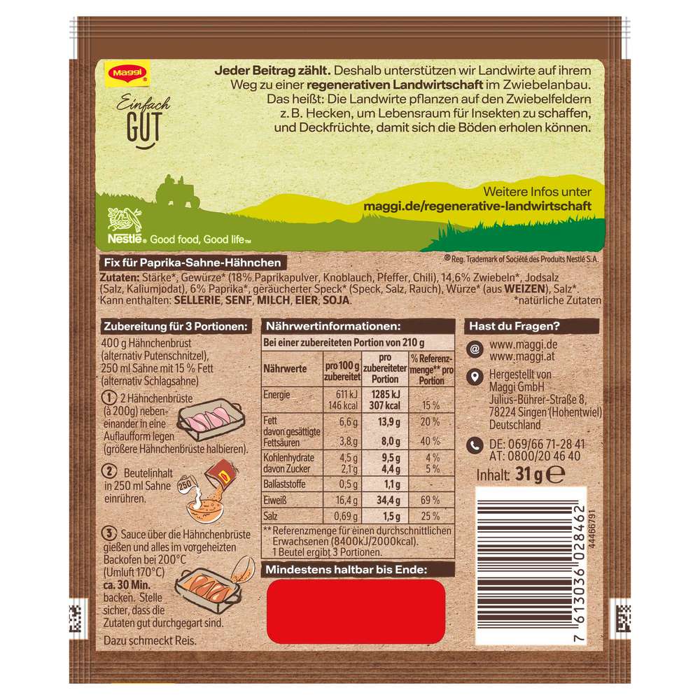 Produktabbildung Maggi Gewürzmischung, Paprika-Sahne Hähnchen