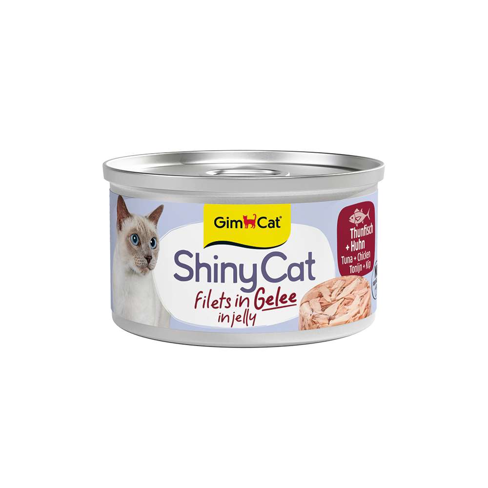 Produktabbildung Gimcat Katzen-Nassfutter ShinyCat, Filets in Gelee, Thunfisch + Huhn