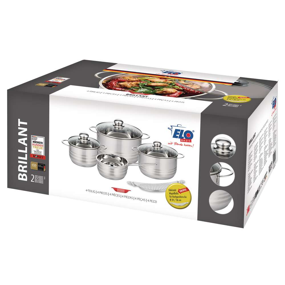 Produktabbildung Elo Topfset Brillant 4-teilig mit Abgießhilfe