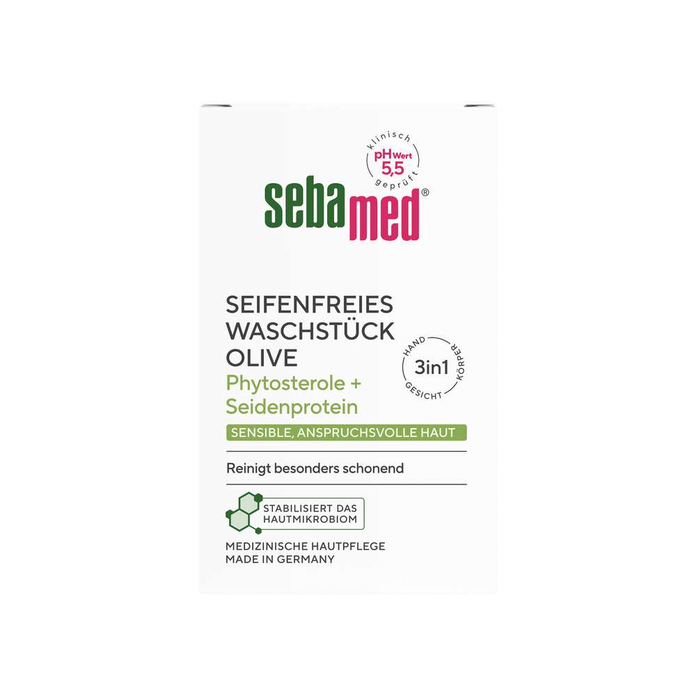 Produktabbildung Sebamed Seifenfreies Waschstück Olive, Phytosterole + Seidenprotein
