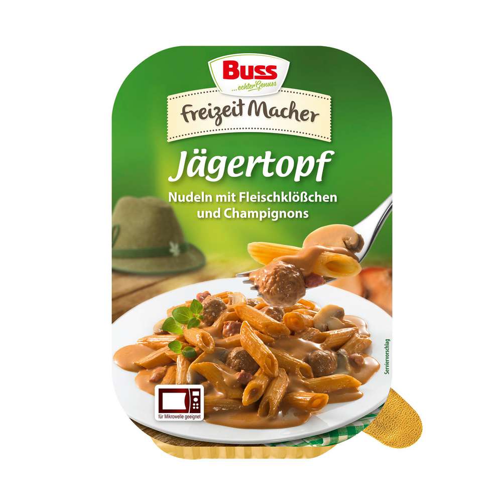 Produktabbildung Buss Jägertopf - Nudeln mit Fleischklößchen & Champignons