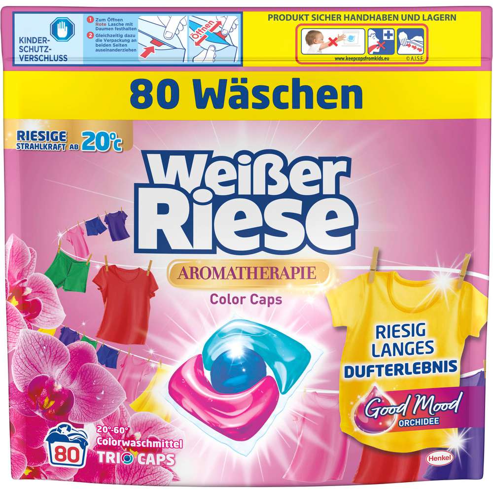 Produktabbildung Weißer Riese Color-Waschmittel, Trio Caps, Good Mood