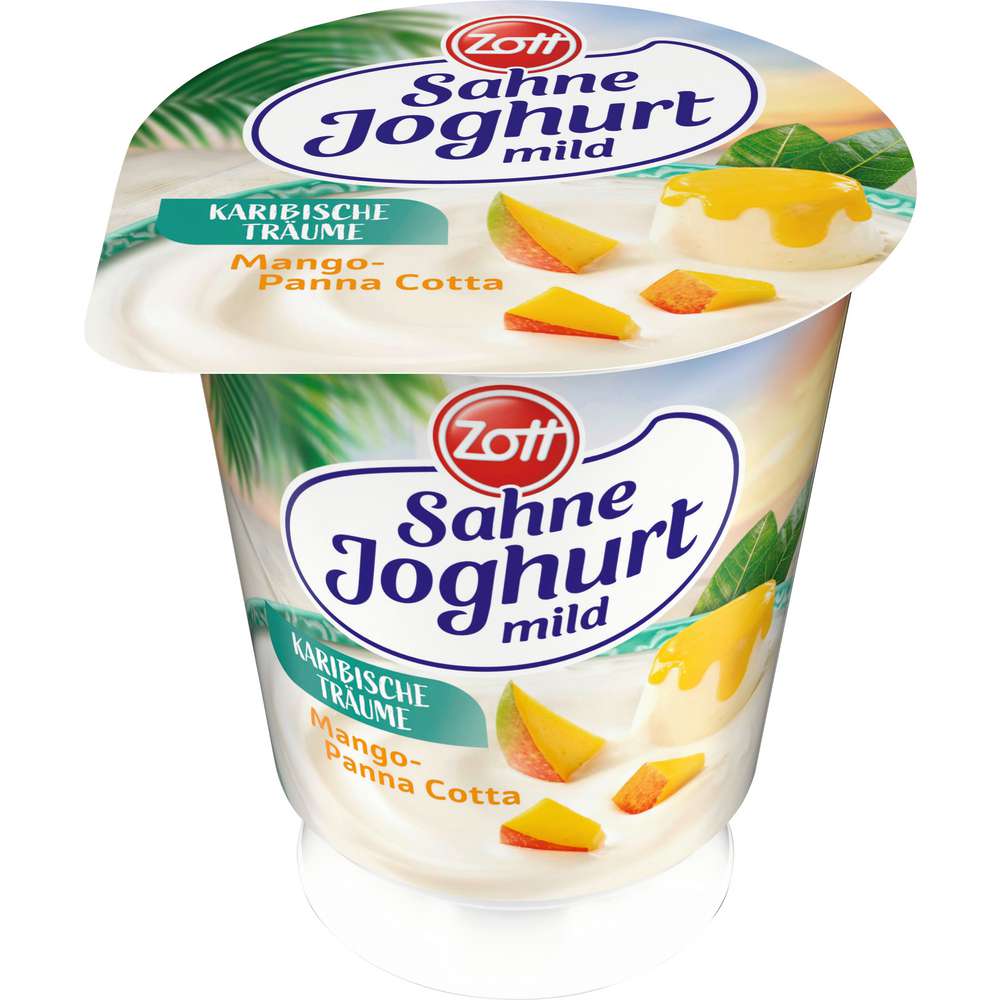 Produktabbildung Zott Sahnejoghurt, Karibische Träume, Mango-Panna Cotta
