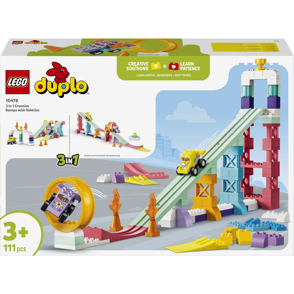Produktabbildung Lego LEGO DUPLO Town 10478 Kreative Sprungschanzen mit kleinen Flitzern 3-in-1-Set, Lernspielzeug