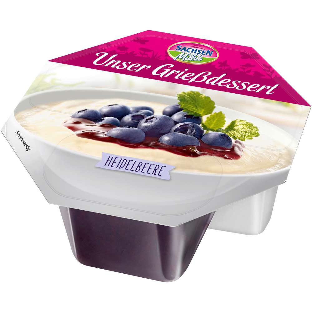 Produktabbildung Sachsenmilch Unser Grießdessert Heidelbeere