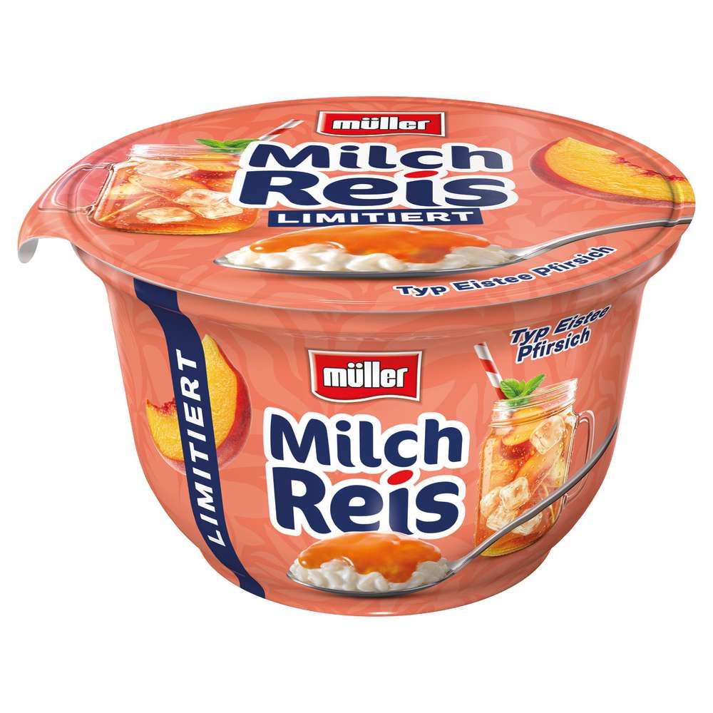 Produktabbildung Müller Milchreis, Typ Eistee Pfirsich 
